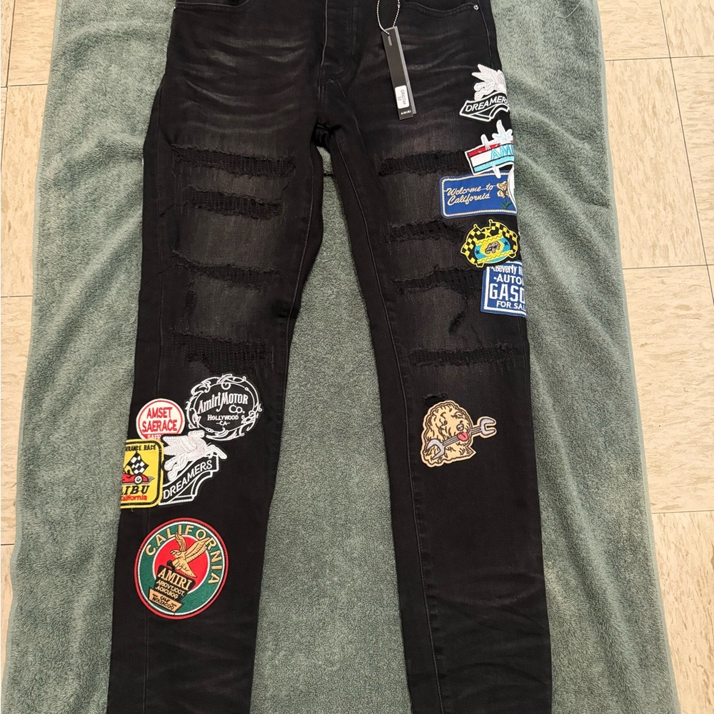 AMIRI Black Jeans with Colorful Patches